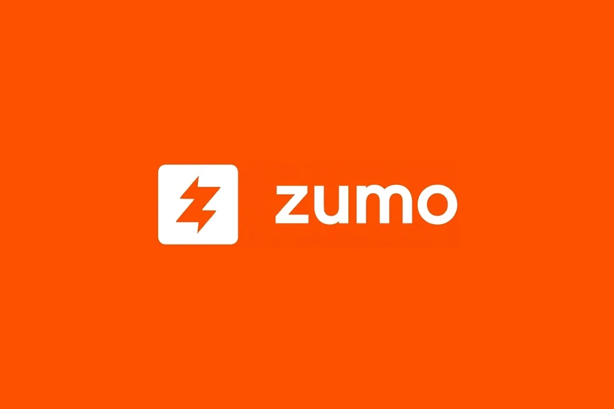 Logotipo de Zumo sobre fondo naranja.